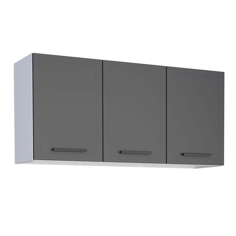 Armário Aéreo de Cozinha Aço 3 Portas Juno/Apolo 120 Cozimax Preto