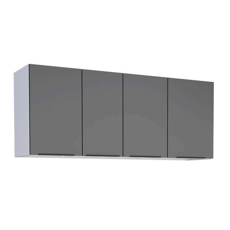 Armário Aéreo de Cozinha Aço 4 Portas Júpiter 140 Cozimax Preto
