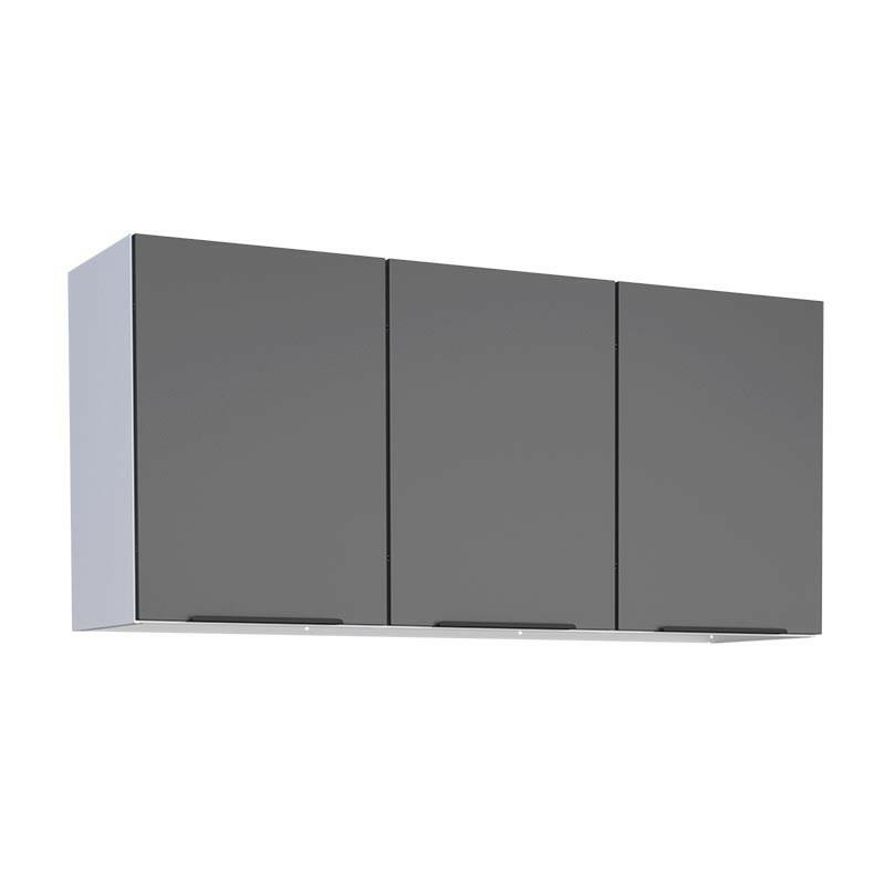 Armário Aéreo de Cozinha Aço 3 Portas Júpiter 120 Cozimax Preto