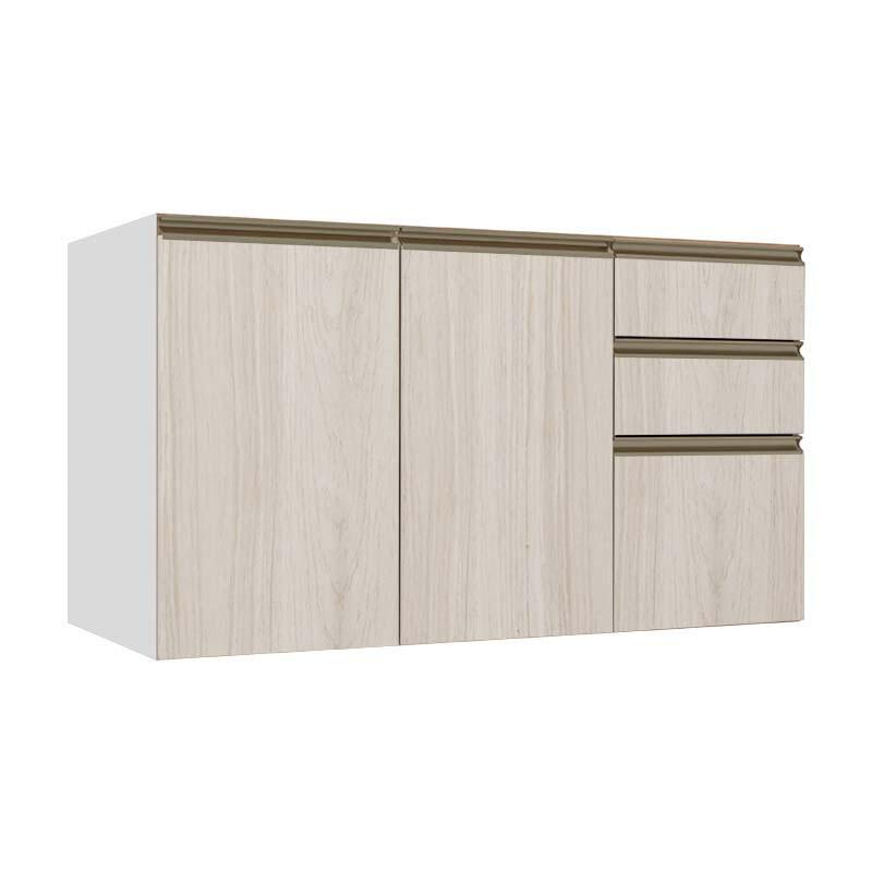 Módulo Balcão 120cm 3 Gavetas 2 Portas 100% MDF Cozinha Modulada Gold J Robel Branco/Aspen Módulo Balcão 120cm 3 Gavetas 2 Portas 100% MDF Cozinha Modulada Gold J Robel Branco/Aspen