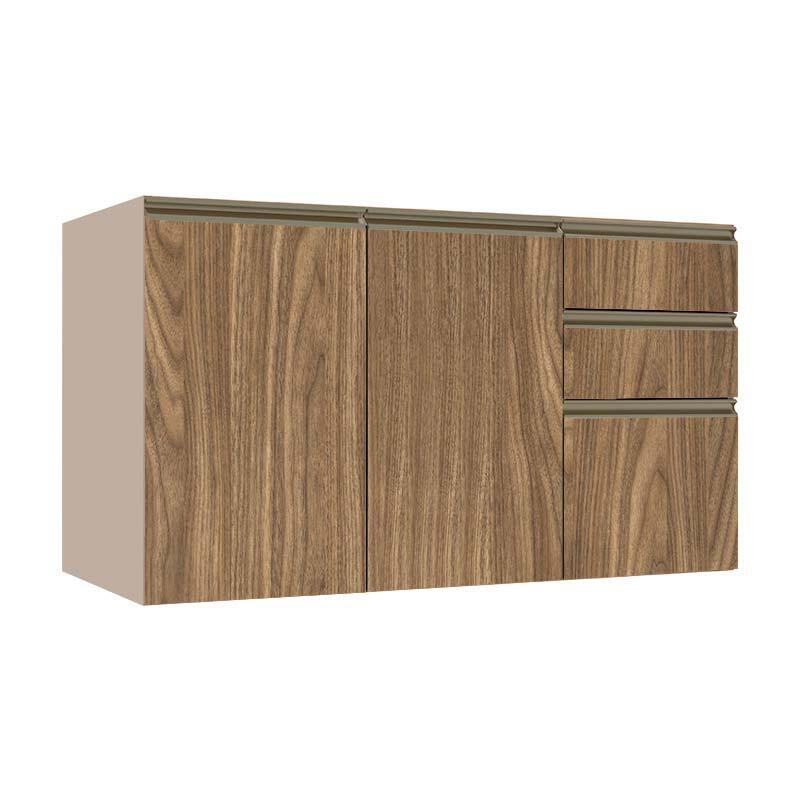 Módulo Balcão 120cm 3 Gavetas 2 Portas 100% MDF Cozinha Modulada Gold J Robel Fendi/Amendoeira BP Módulo Balcão 120cm 3 Gavetas 2 Portas 100% MDF Cozinha Modulada Gold J Robel Fendi/Amendoeira BP