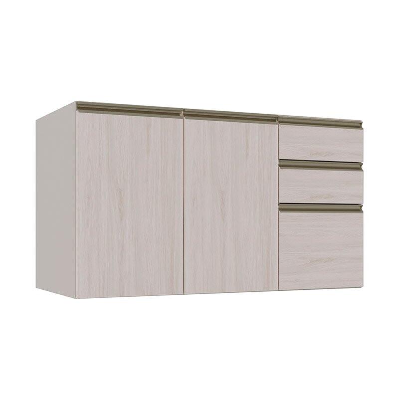 Módulo Balcão 120cm 3 Gavetas 100% MDF Cozinha Modulada Gold Robel Fendi/Aspen