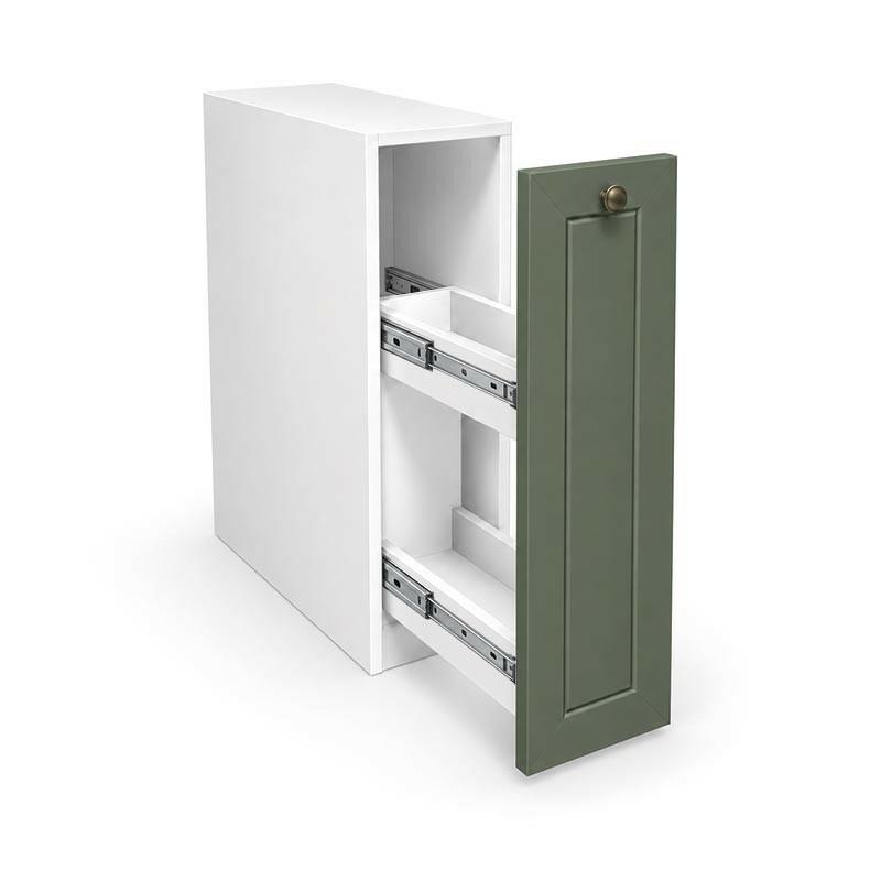 Módulo Balcão 20x68x56cm Com Porta Tempero 100% MDF Cozinha Provence Robel Branco/Salvia Matte