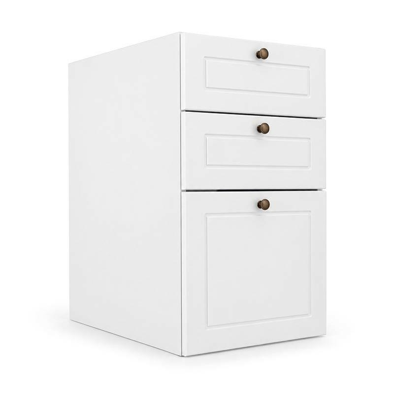 Módulo Balcao 35x68x56cm 3 Gavetas 100% MDF Cozinha Provence Robel Branco/Branco Matte