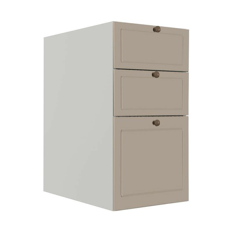 Módulo Balcao 35cm 3 Gavetas 100% MDF Cozinha Modulada Provence Robel Branco/Fendi Matte