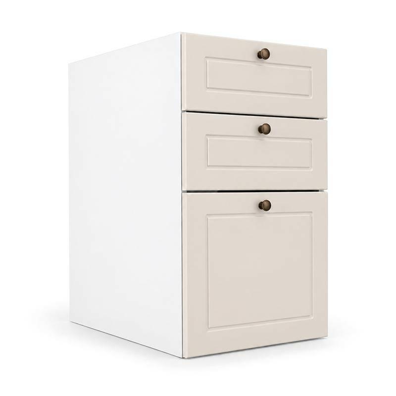 Módulo Balcao 35x68x56cm 3 Gavetas 100% MDF Cozinha Provence Robel Branco/Off White Matte