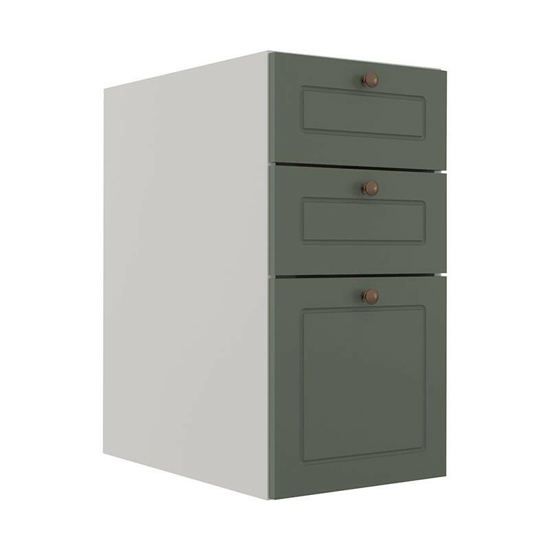 Módulo Balcao 35cm 3 Gavetas 100% MDF Cozinha Modulada Provence Robel Branco/Salvia Matte