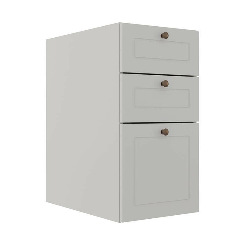 Módulo Balcao 35cm 3 Gavetas 100% MDF Cozinha Modulada Provence Robel Branco/Branco Matte