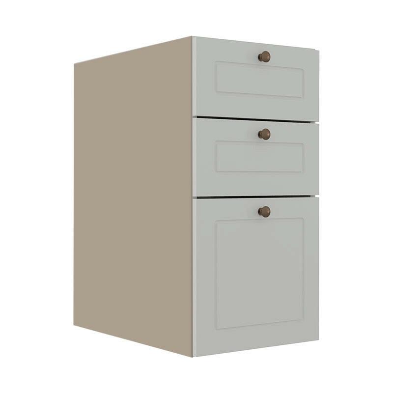Módulo Balcao 35cm 3 Gavetas 100% MDF Cozinha Modulada Provence Robel Fendi/Branco Matte