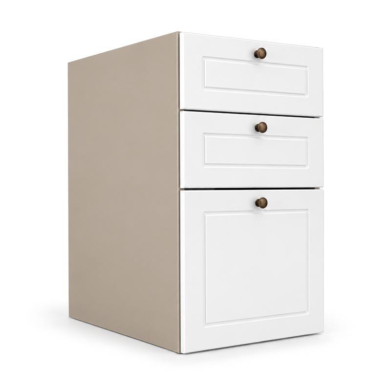 Módulo Balcao 35x68x56cm 3 Gavetas 100% MDF Cozinha Provence Robel Fendi/Branco Matte