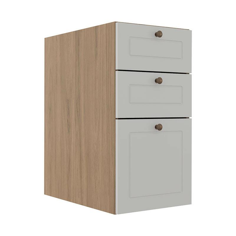 Módulo Balcao 35cm 3 Gavetas 100% MDF Cozinha Modulada Provence Robel Hanover/Branco Matte