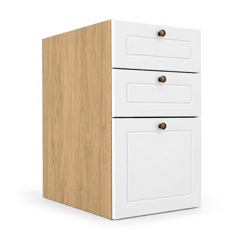 Módulo Balcao 35x68x56cm 3 Gavetas 100% MDF Cozinha Provence Robel Hanover/Branco Matte
