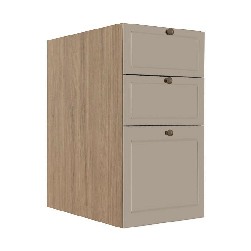 Módulo Balcao 35cm 3 Gavetas 100% MDF Cozinha Modulada Provence Robel Hanover/Fendi Matte