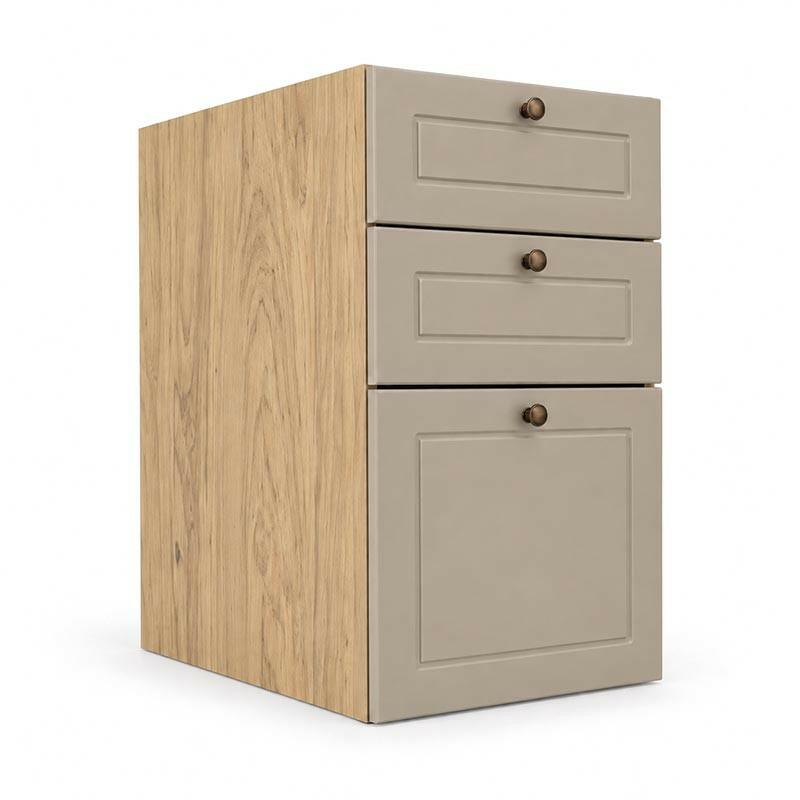 Módulo Balcao 35x68x56cm 3 Gavetas 100% MDF Cozinha Provence Robel Hanover/Fendi Matte