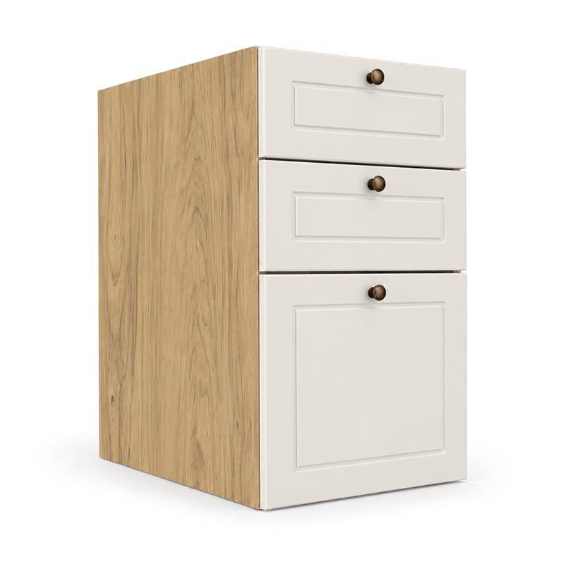 Módulo Balcao 35x68x56cm 3 Gavetas 100% MDF Cozinha Provence Robel Hanover/Off White Matte
