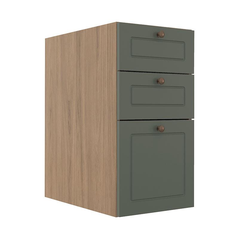 Módulo Balcao 35cm 3 Gavetas 100% MDF Cozinha Modulada Provence Robel Hanover/Salvia Matte
