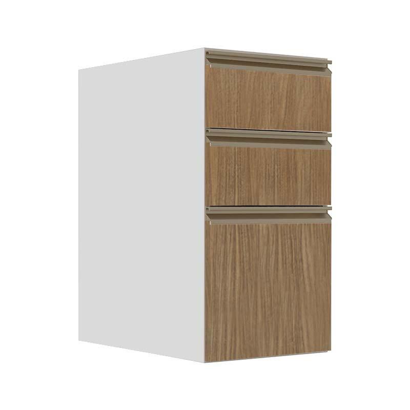 Módulo Balcão 35cm 3 Gavetas 100% MDF Cozinha Modulada Gold J Robel Branco/Amendoeira BP