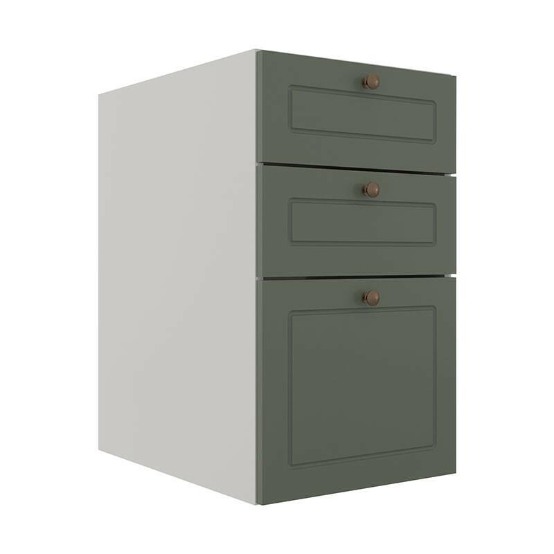 Módulo Balcao 40cm 3 Gavetas 100% MDF Cozinha Modulada Provence Robel Branco/Salvia Matte