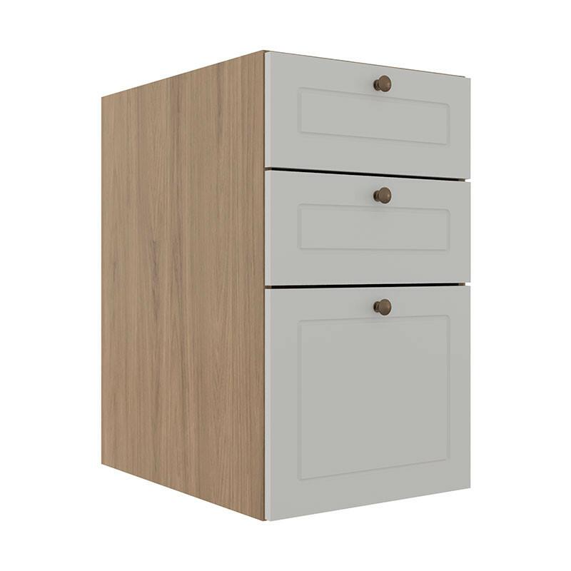 Módulo Balcao 40cm 3 Gavetas 100% MDF Cozinha Modulada Provence Robel Hanover/Branco Matte