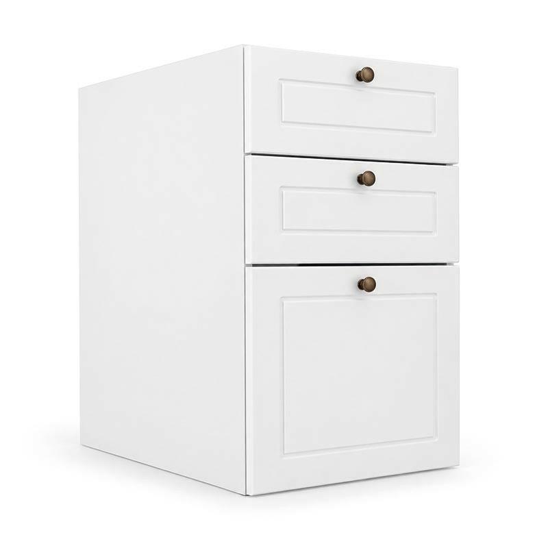 Módulo Balcao 40x68x56cm 3 Gavetas 100% MDF Cozinha Provence Robel Branco/Branco Matte