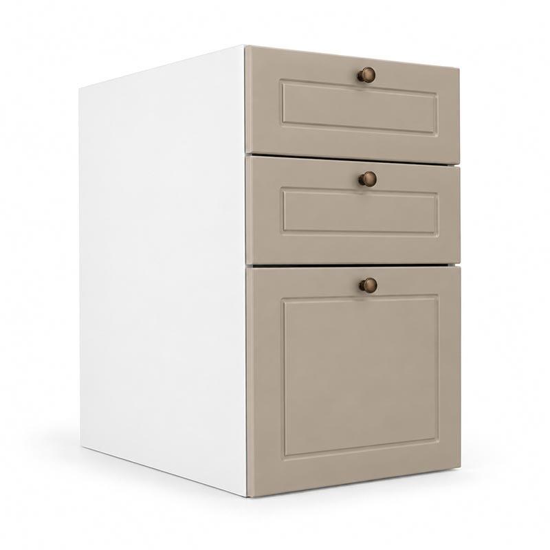 Módulo Balcao 40x68x56cm 3 Gavetas 100% MDF Cozinha Provence Robel Branco/Fendi Matte