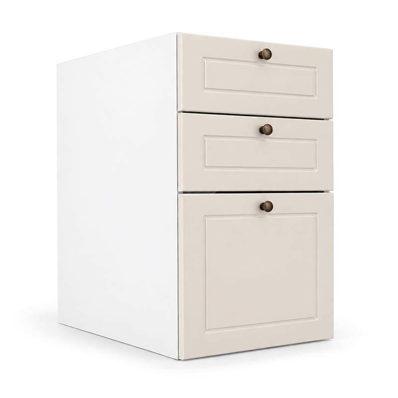 Módulo Balcao 40x68x56cm 3 Gavetas 100% MDF Cozinha Provence Robel Branco/Off White Matte