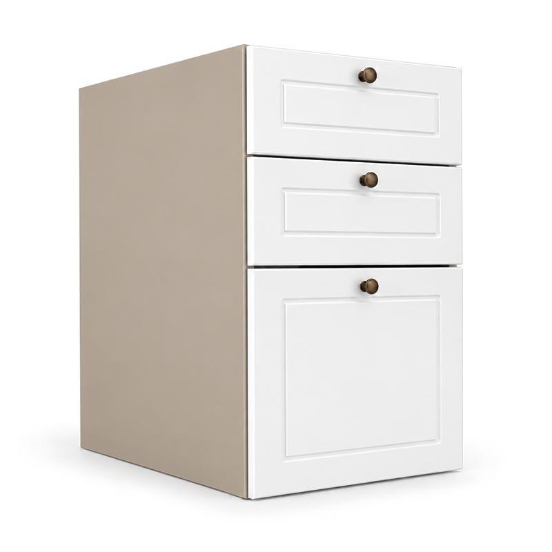 Módulo Balcao 40x68x56cm 3 Gavetas 100% MDF Cozinha Provence Robel Fendi/Branco Matte