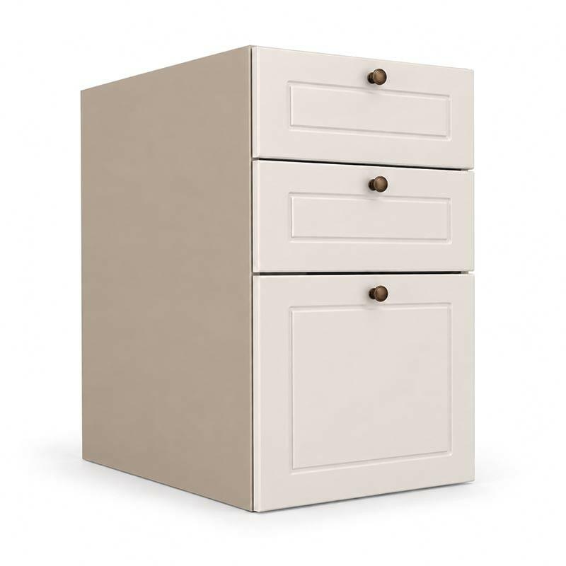 Módulo Balcao 40x68x56cm 3 Gavetas 100% MDF Cozinha Provence Robel Fendi/Off White Matte