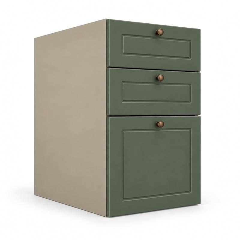 Módulo Balcao 40x68x56cm 3 Gavetas 100% MDF Cozinha Provence Robel Fendi/Salvia Matte
