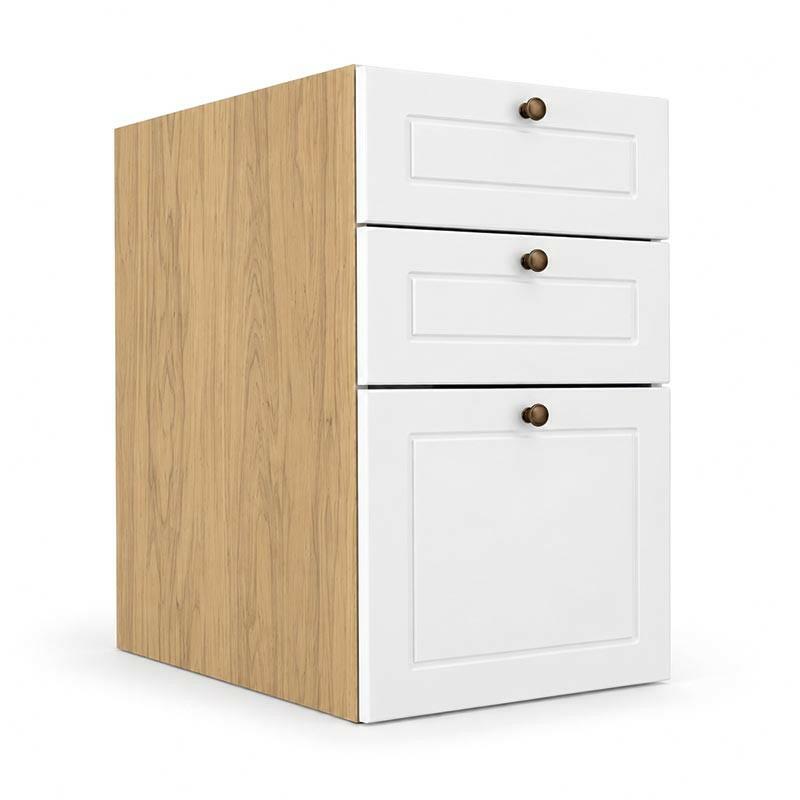 Módulo Balcao 40x68x56cm 3 Gavetas 100% MDF Cozinha Provence Robel Hanover/Branco Matte