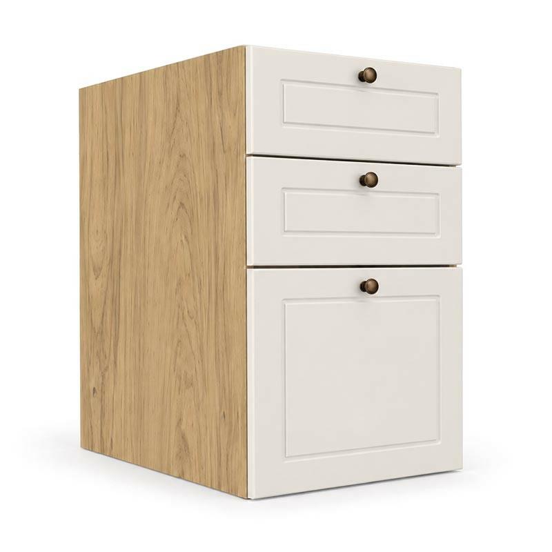 Módulo Balcao 40x68x56cm 3 Gavetas 100% MDF Cozinha Provence Robel Hanover/Off White Matte