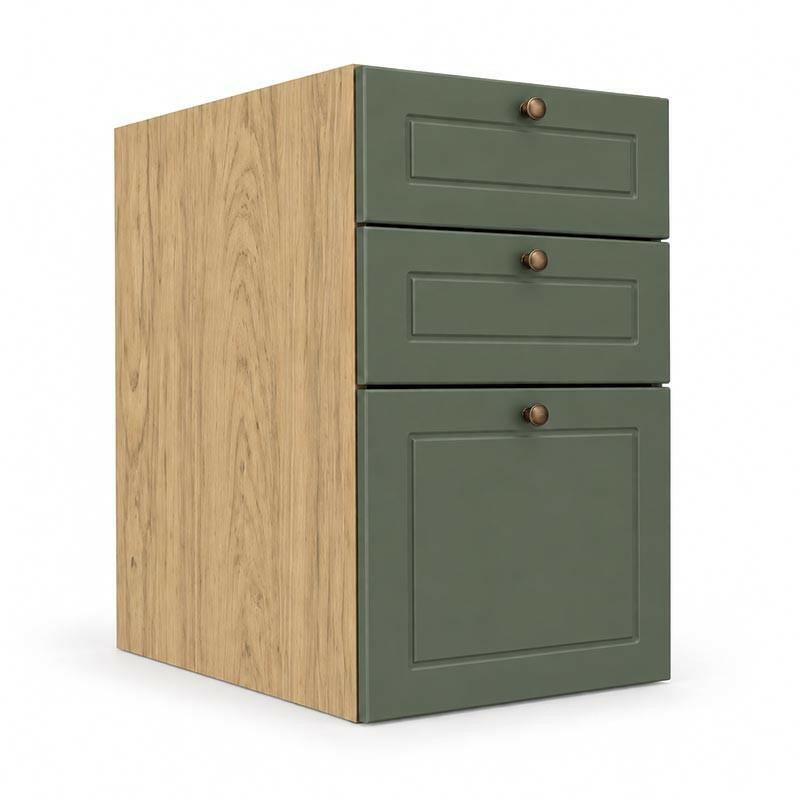 Módulo Balcao 40x68x56cm 3 Gavetas 100% MDF Cozinha Provence Robel Hanover/Salvia Matte