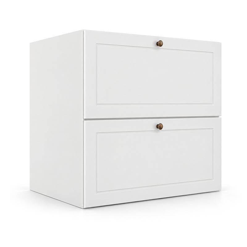 Módulo Balcão 60x68x56cm 2 Gavetas + 1 Gaveta Oculta 100% MDF Cozinha Provence Robel Branco/Branco Matte