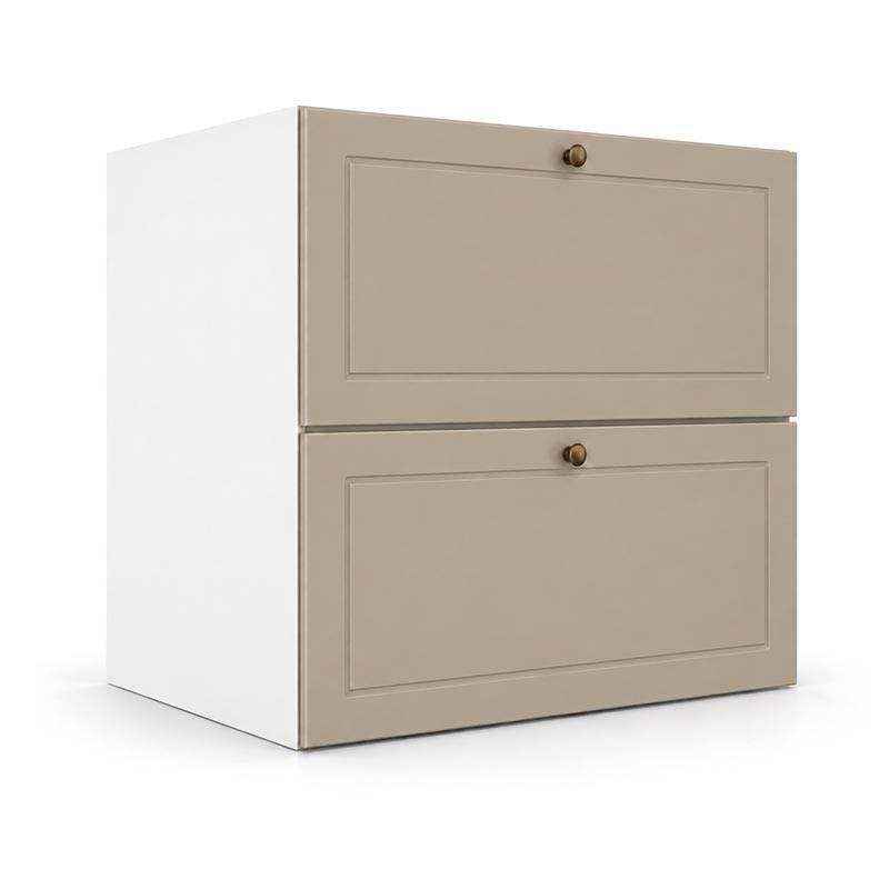 Módulo Balcão 60x68x56cm 2 Gavetas + 1 Gaveta Oculta 100% MDF Cozinha Provence Robel Branco/Fendi Matte