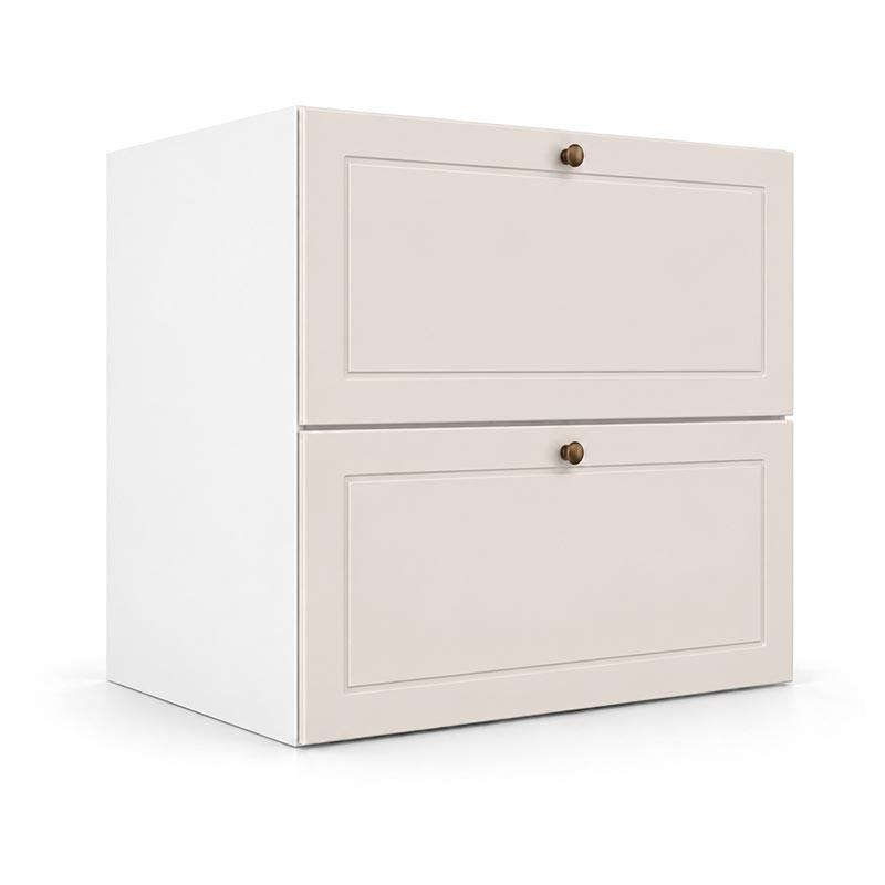 Módulo Balcão 60x68x56cm 2 Gavetas + 1 Gaveta Oculta 100% MDF Cozinha Provence Robel Branco/Off White Matte