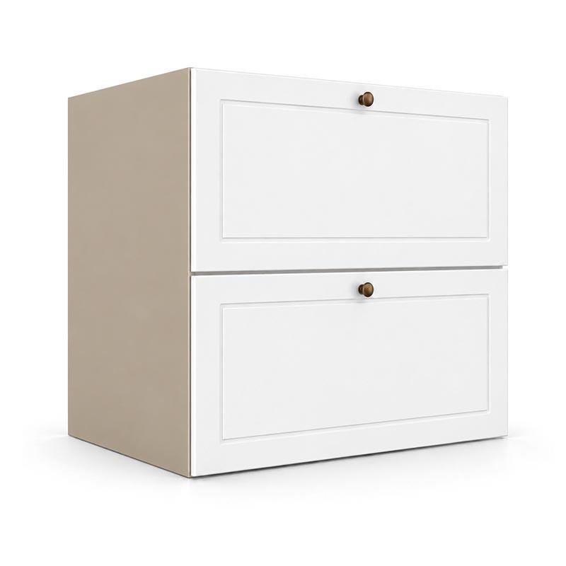 Módulo Balcão 60x68x56cm 2 Gavetas + 1 Gaveta Oculta 100% MDF Cozinha Provence Robel Fendi/Branco Matte