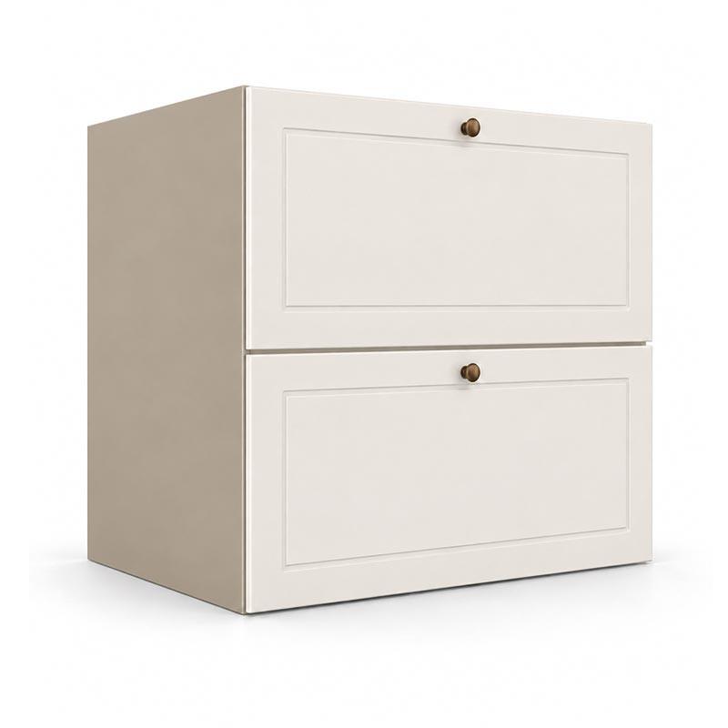 Módulo Balcão 60x68x56cm 2 Gavetas + 1 Gaveta Oculta 100% MDF Cozinha Provence Robel Fendi/Off White Matte