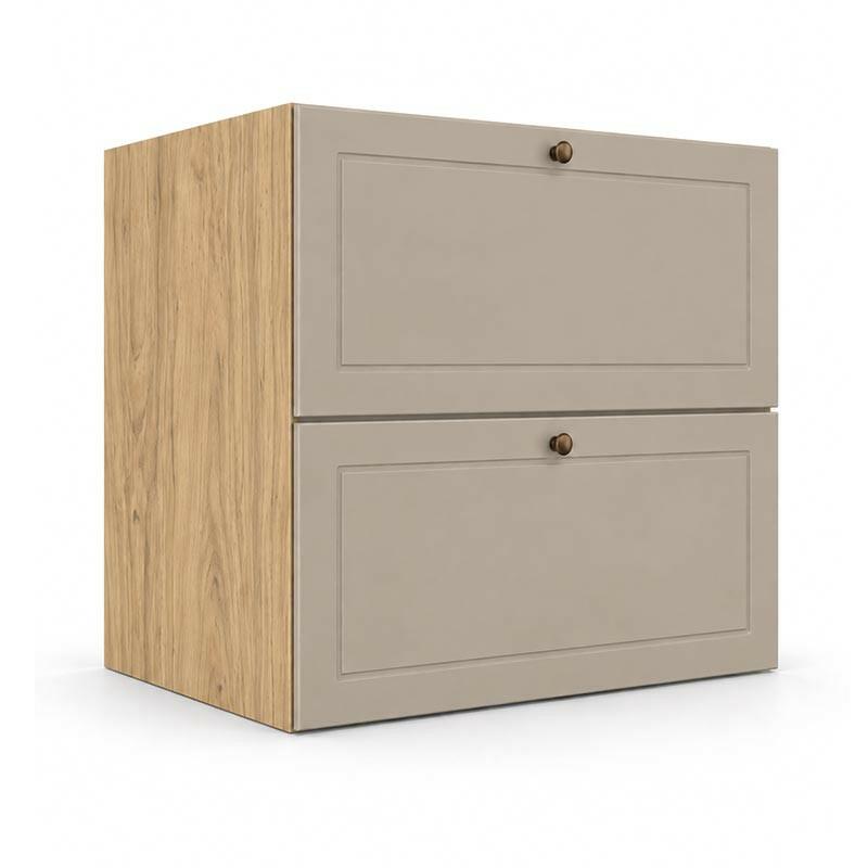 Módulo Balcão 60x68x56cm 2 Gavetas + 1 Gaveta Oculta 100% MDF Cozinha Provence Robel Hanover/Fendi Matte