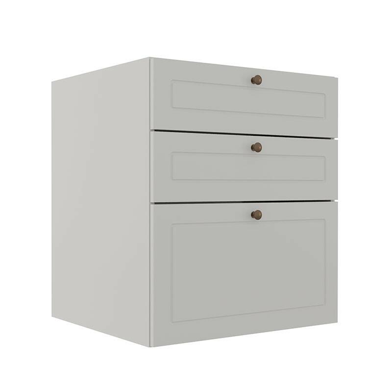 Módulo Balcao 60cm 3 Gavetas 100% MDF Cozinha Modulada Provence Robel Branco/Branco Matte