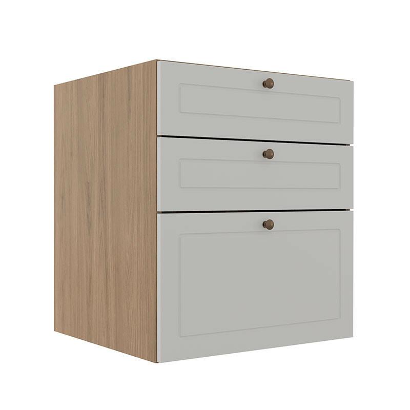 Módulo Balcao 60cm 3 Gavetas 100% MDF Cozinha Modulada Provence Robel Hanover/Branco Matte