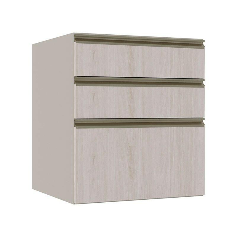Módulo Balcão 60cm 3 Gavetas 100% MDF Cozinha Modulada Gold Robel Fendi/Aspen