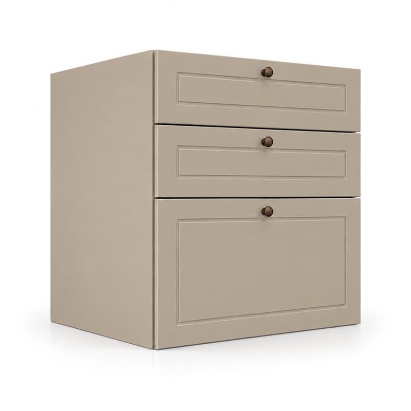 Módulo Balcão 60x68x56cm 3 Gavetas 100% MDF Cozinha Provence Robel Fendi/Fendi Matte