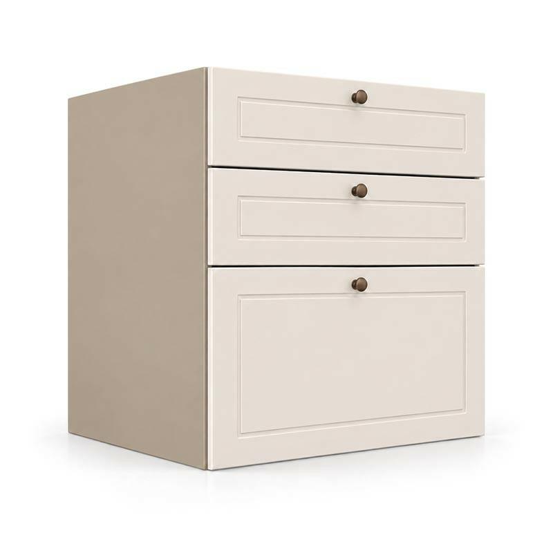 Módulo Balcão 60x68x56cm 3 Gavetas 100% MDF Cozinha Provence Robel Fendi/Off White Matte