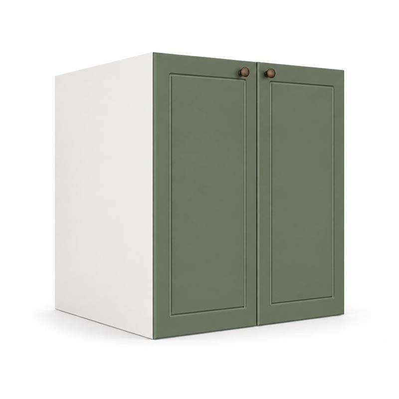 Módulo Balcão 60x68x56cm 2 Portas 100% MDF Cozinha Provence Robel Branco/Salvia Matte