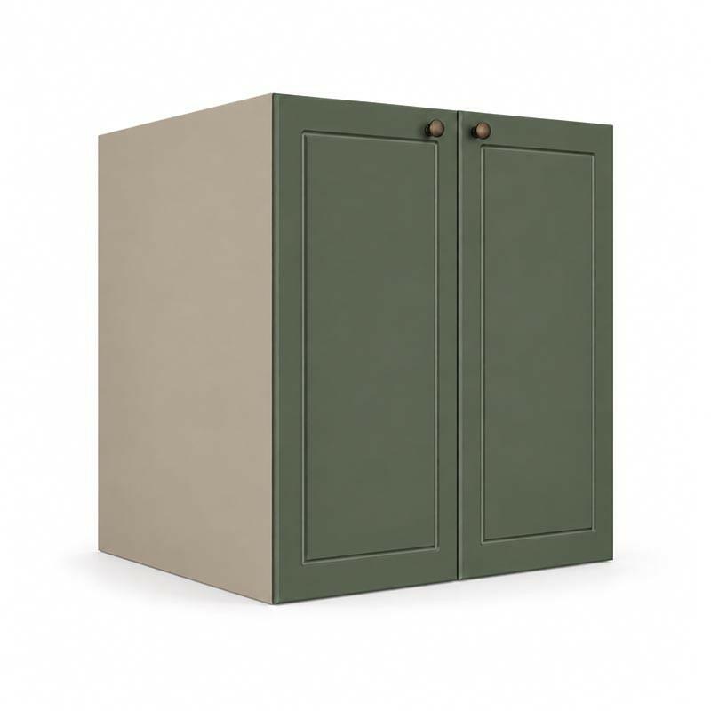 Módulo Balcão 60x68x56cm 2 Portas 100% MDF Cozinha Provence Robel Fendi/Salvia Matte