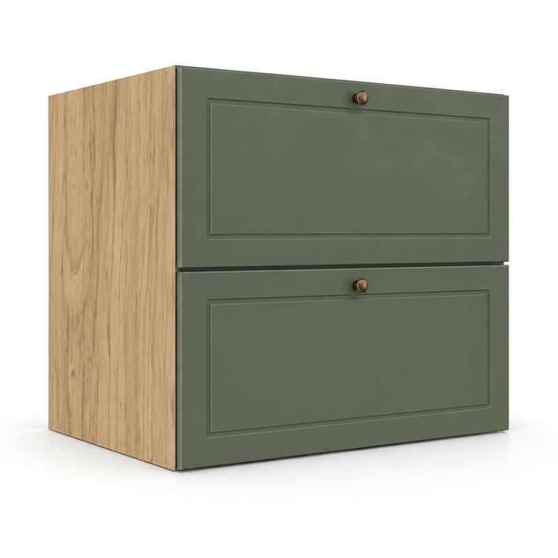 Módulo Balcao 70x68x56cm 1 Gaveta 1 Porta Basculante 100% MDF Cozinha Provence Robel Hanover/Salvia Matte