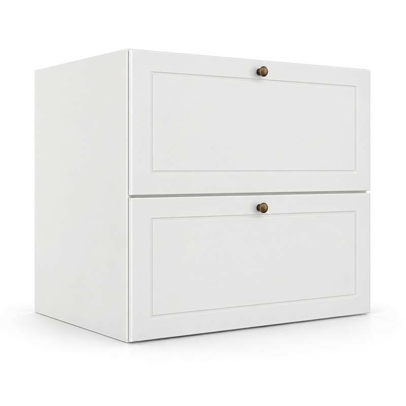 Módulo Balcão 70x68x56cm 2 Gavetas + 1 Gaveta Oculta 100% MDF Cozinha Provence Robel Branco/Branco Matte