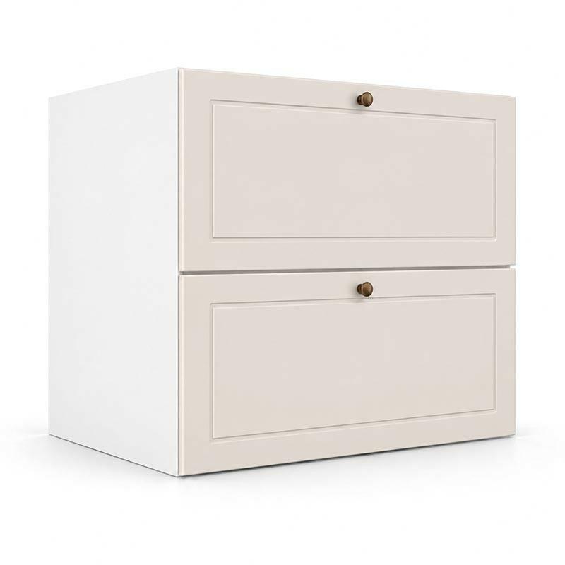 Módulo Balcão 70x68x56cm 2 Gavetas + 1 Gaveta Oculta 100% MDF Cozinha Provence Robel Branco/Off White Matte