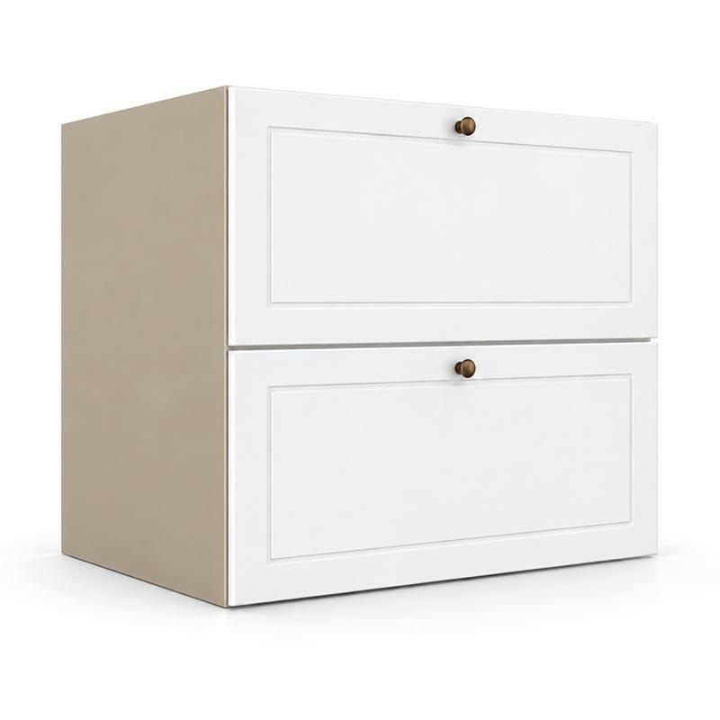 Módulo Balcão 70x68x56cm 2 Gavetas + 1 Gaveta Oculta 100% MDF Cozinha Provence Robel Fendi/Branco Matte