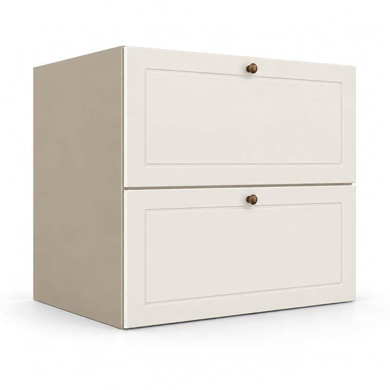 Módulo Balcão 70x68x56cm 2 Gavetas + 1 Gaveta Oculta 100% MDF Cozinha Provence Robel Fendi/Off White Matte